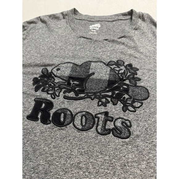 Roots Canada Mens Gray Embroidered Logo Checkered Long Sleeve Shirt Size Medium - Picture 2 of 6